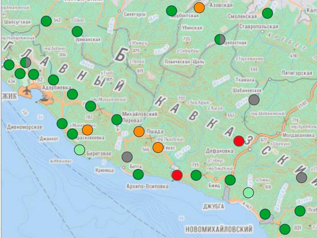 Подъем уровня воды в реках Кубани после снегопадов